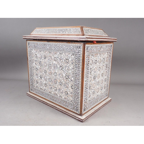 118 - A mahogany and mother-of-pearl inlaid jewellery cabinet, 13