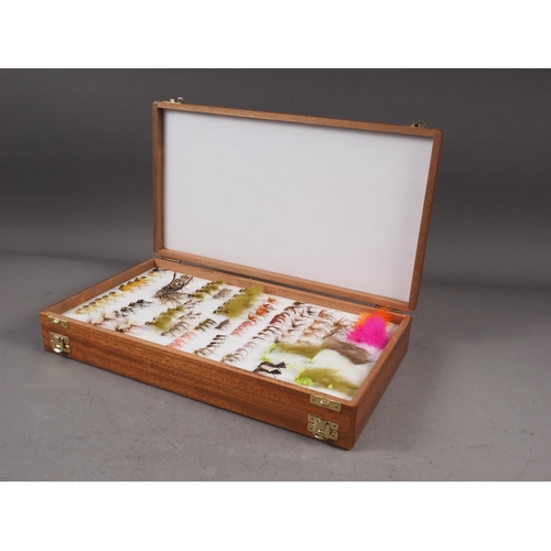 120 - A Richard Wheatley two-division fishing fly box, containing an assortment of flies, 15