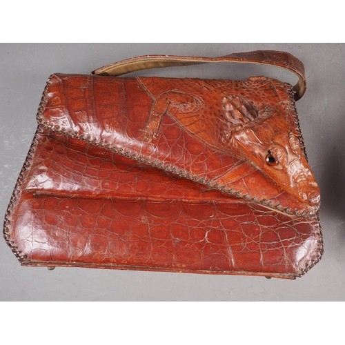 146 - One alligator skin handbag and two others