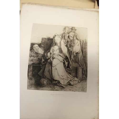 431 - A folio of late 19th century etchings and engravings, including Ernest George, 