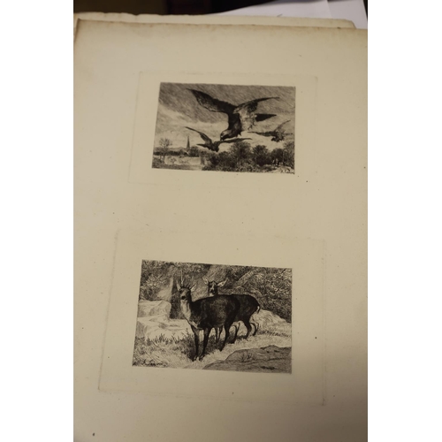 431 - A folio of late 19th century etchings and engravings, including Ernest George, 