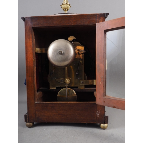 98 - A Regency mahogany and brass inlaid bracket clock with eight-day twin fusee striking movement repeat... 