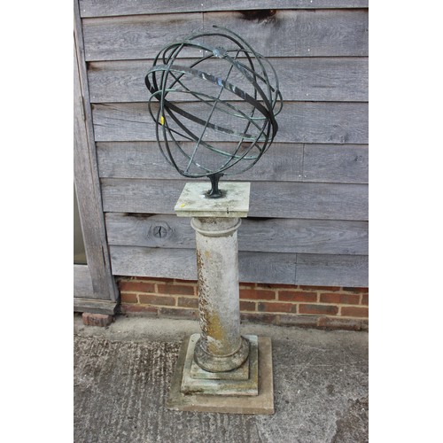 729 - An armillary sphere, mounted on a square base, 27