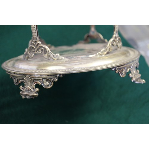 314 - A silver plated two-handled tray with engraved decoration and a plated and cut glass biscuit barrel ... 