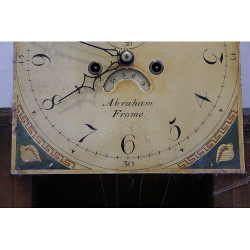 576 - A George III figured mahogany and ebony line inlaid archtop long case clock with painted Adam and Ev... 