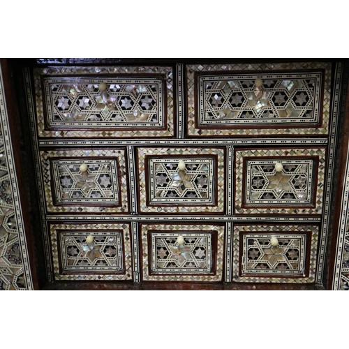 118 - A mahogany and mother-of-pearl inlaid jewellery cabinet, 13