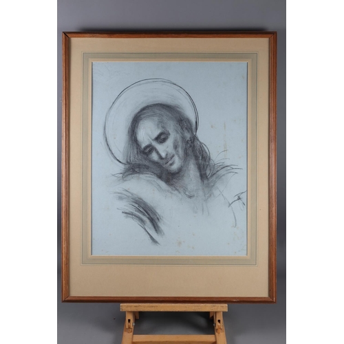 428 - A charcoal sketch, bust of Christ, 22