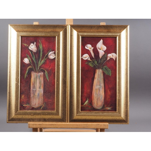 403 - A pair of colour prints, children, in gilt frames, a similar pair, still lives (one damaged), in gil... 