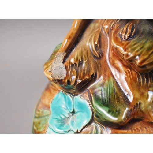 14 - A 19th century Georges Jones Majolica comport, formed as a fox under a tree, 7 1/2