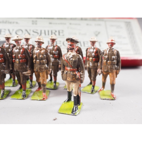 145 - A quantity of Britains WWI lead painted toy soldiers, including Territorials, Devonshire Regiment, a... 