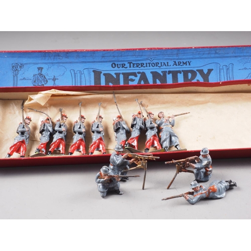 146 - A quantity of Britains lead painted toy soldiers including French Infantry, Chinese Infantry, Arabs ... 