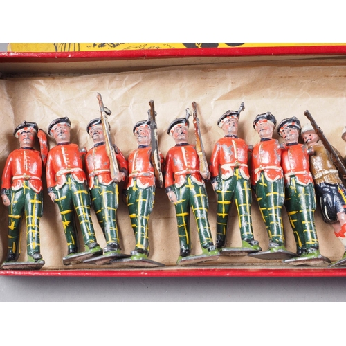 147 - A selection of Britains lead painted toy soldiers including English and Scottish Line Infantry, and ... 