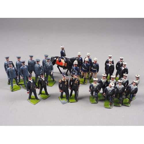 148 - A selection of Britains lead painted toy soldiers, including Royal Marine Light Infantry running fig... 