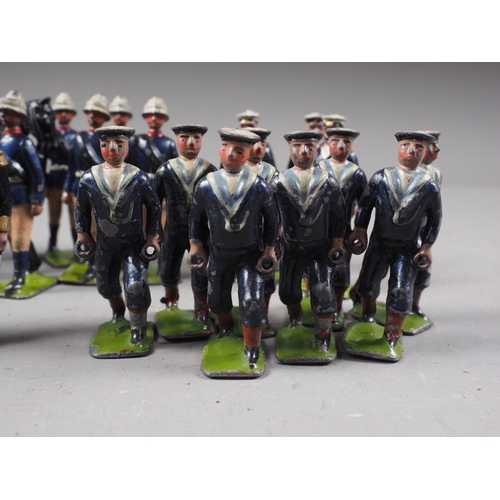 148 - A selection of Britains lead painted toy soldiers, including Royal Marine Light Infantry running fig... 