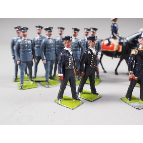 148 - A selection of Britains lead painted toy soldiers, including Royal Marine Light Infantry running fig... 