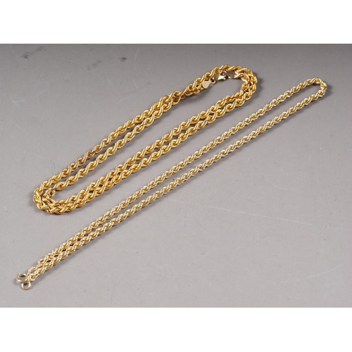 332 - Two 9ct gold rope-twist necklaces, 11.9g