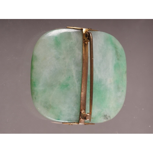 355 - A Chinese jade and yellow metal mounted brooch, 1 5/8