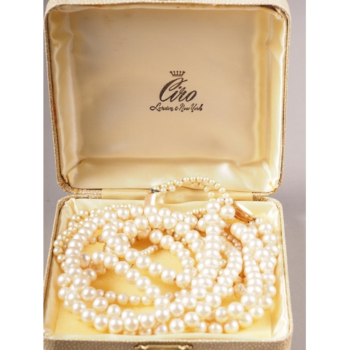 364 - A Ciro three-strand pearl necklace with 9ct gold clasp, a similar Ciro two-strand pearl necklace wit... 