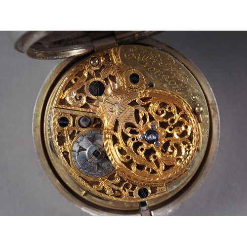 386 - Edward Prior London, a silver and tortoiseshell triple cased verge pocket watch for the Turkish mark... 