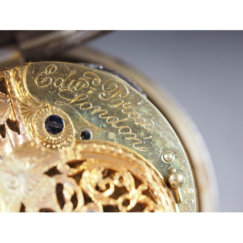 386 - Edward Prior London, a silver and tortoiseshell triple cased verge pocket watch for the Turkish mark... 