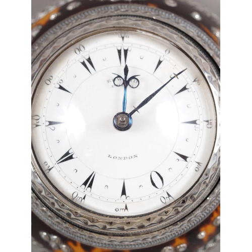 386 - Edward Prior London, a silver and tortoiseshell triple cased verge pocket watch for the Turkish mark... 