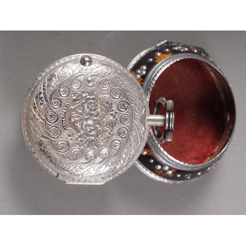 386 - Edward Prior London, a silver and tortoiseshell triple cased verge pocket watch for the Turkish mark... 