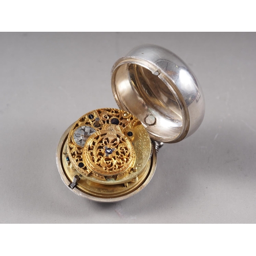 386 - Edward Prior London, a silver and tortoiseshell triple cased verge pocket watch for the Turkish mark... 