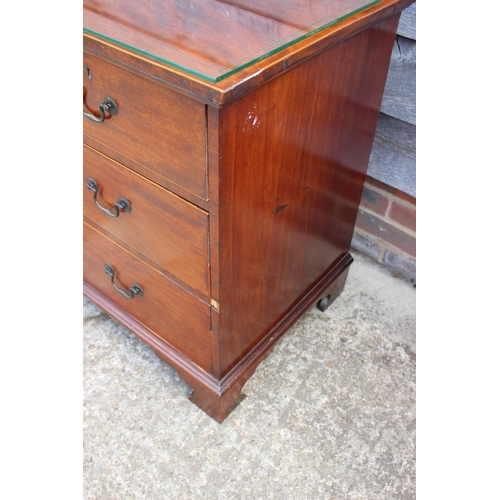 442 - A 19th century mahogany box line inlaid chest of two short and two long graduated drawers with bail ... 