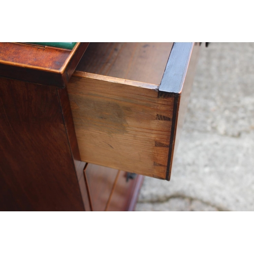 442 - A 19th century mahogany box line inlaid chest of two short and two long graduated drawers with bail ... 