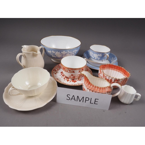 47 - Three Wedgwood Satsuma colour palette cups and saucers, various Spode cups and saucers, two Dresden ... 