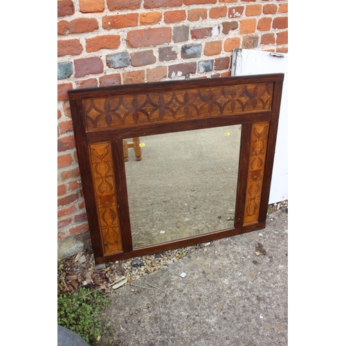 478 - A stained and inlaid rectangular over-mantel mirror with bevelled plate, 35