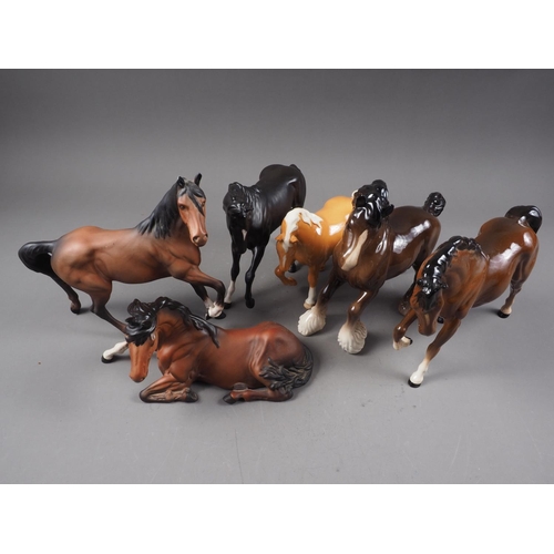 49 - Six Beswick model horses, various, largest 8 1/2