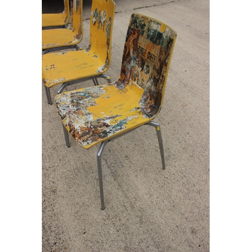 512 - A set of four 1970s bentwood laminate chairs, on aluminium splay supports