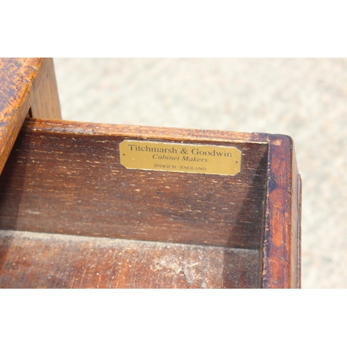 534 - A Titchmarsh & Goodwin oak dresser base of 17th century design, fitted three drawers over three ... 