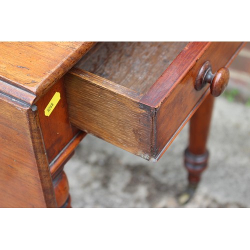 459 - A late 19th century mahogany Pembroke table, fitted one drawer, on turned and castored supports, 36