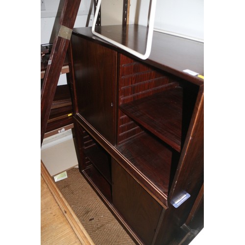 602 - A range of 1960s walnut wall hanging/mounted cabinets and shelves, including two cupboards enclosed ... 