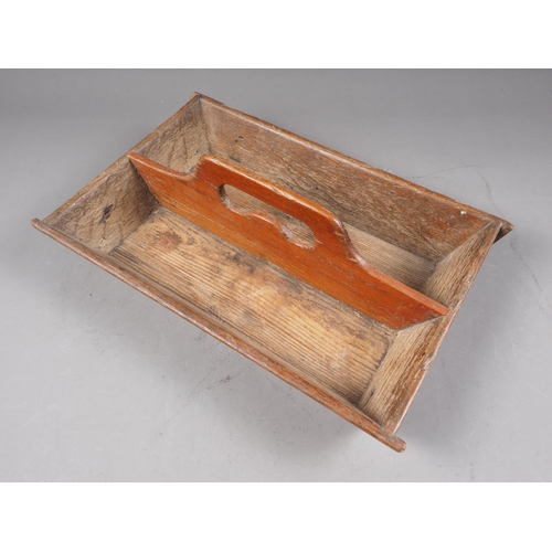 132 - A 19th century oak and pine cutlery tray, 14