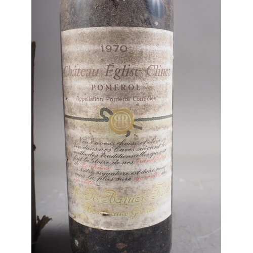 177 - Two bottles of Chateau Eglise Clinet Pomerol 1970, low neck