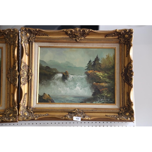 430 - Walford: a pair of oil on canvas woodland landscapes with waterfalls, 11 1/2