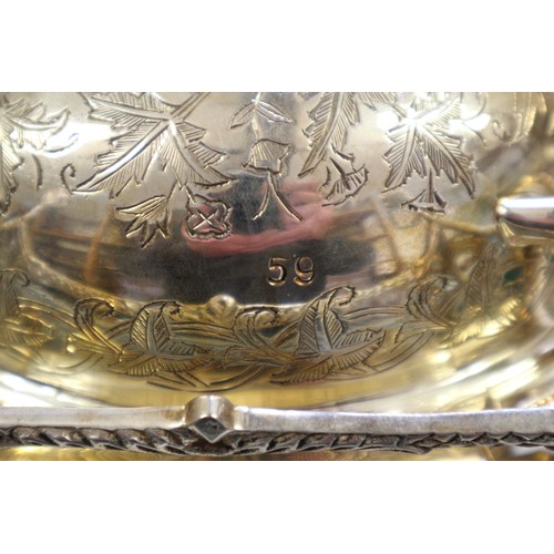 263 - A silver plated pie crust salver and a silver plated hinged biscuit box