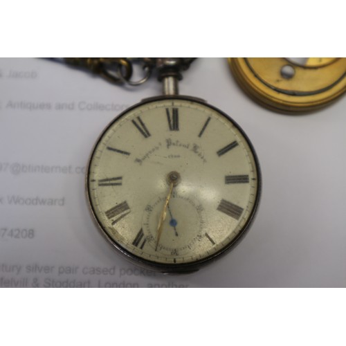 367 - A 19th century silver pair cased pocket watch by Melvill & Stoddart, London, another by Robert J... 