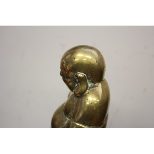 92 - A Chinese brass censor, formed as a Hotei and a child, 9