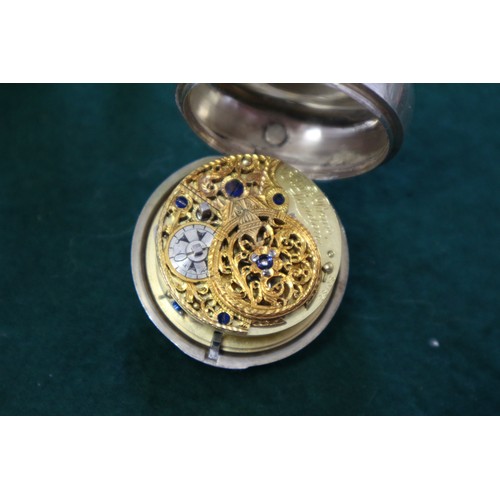 386 - Edward Prior London, a silver and tortoiseshell triple cased verge pocket watch for the Turkish mark... 