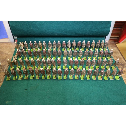 145 - A quantity of Britains WWI lead painted toy soldiers, including Territorials, Devonshire Regiment, a... 