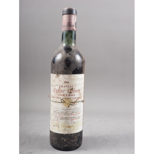 225 - A bottle of Chateau Eglise Clinet Pomerol 1964, high shoulder