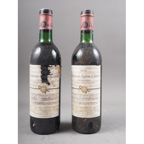 226 - Two bottles of Chateau Eglise Clinet Pomerol 1970, low neck