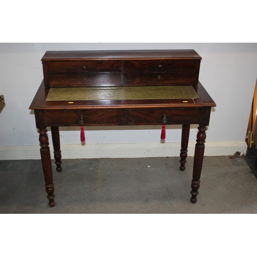 548 - A 19th century mahogany bonheur de jour/writing desk, fitted drawers over pull-out writing surface a... 