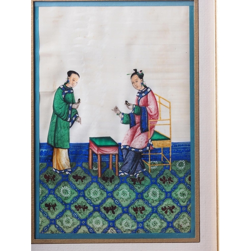 103 - A 19th century Chinese watercolour on pith paper, child musicians, in painted frame