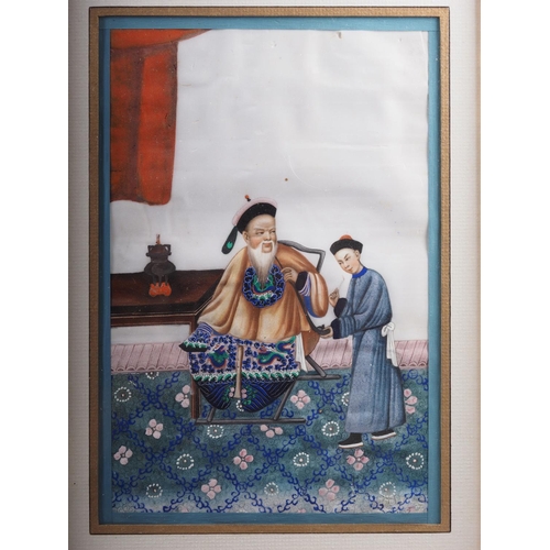 103 - A 19th century Chinese watercolour on pith paper, child musicians, in painted frame