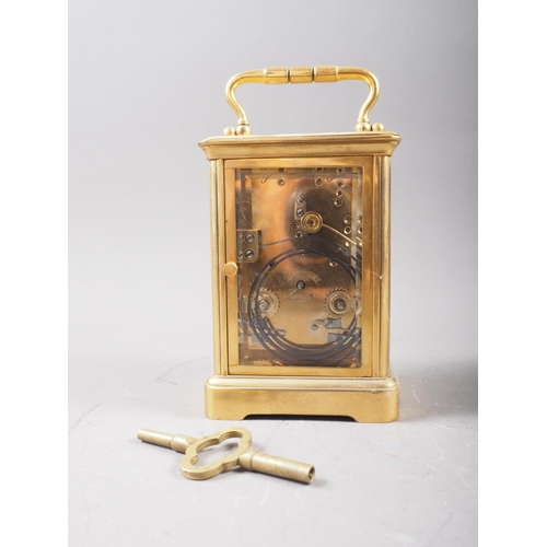 127 - A brass cased carriage clock, 5 1/2